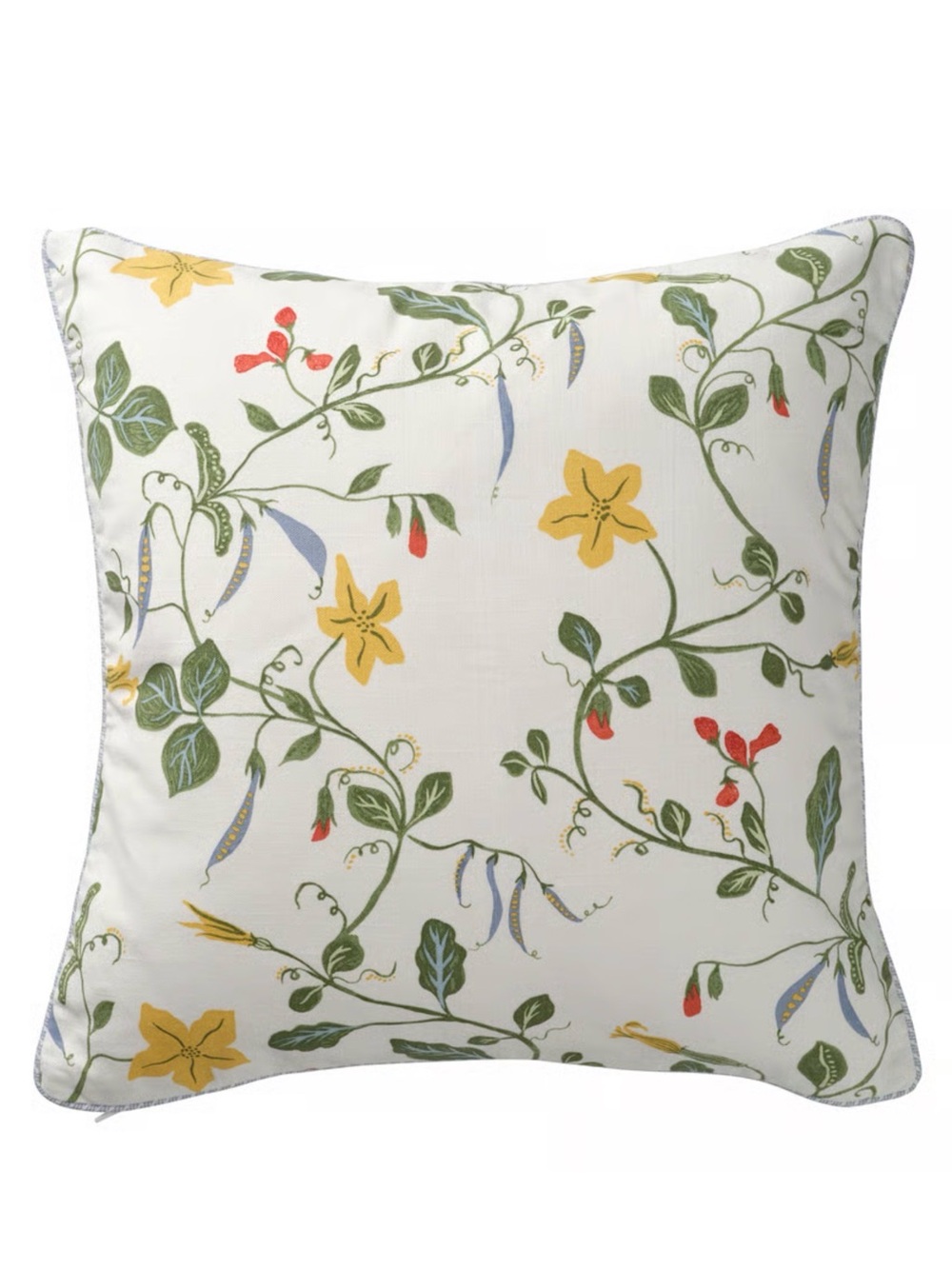 Floral Vine Decorative Pillow - White with Yellow & Green